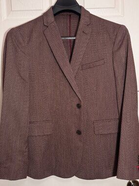 NWT JF J.Ferrar Men’s Brown Herringbone Slim Fit Blazer Sport Coat Suit Jacket